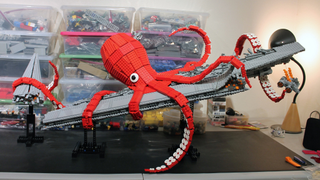 Lego Giant Kraken Destroys Darth Vader's Super Star Destroyer